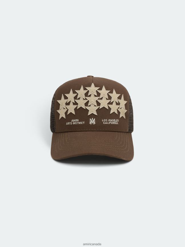 Accessories AMIRI Leather Star Trucker Brown Unisex ZXNJX8431