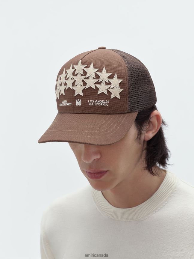 Accessories AMIRI Leather Star Trucker Brown Unisex ZXNJX8431