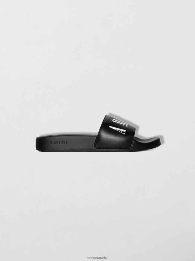 Shoes AMIRI Logo Pool Slide Black/White Kids ZXNJX8382