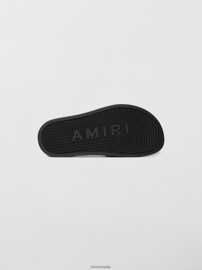 Shoes AMIRI Logo Pool Slide Black/White Kids ZXNJX8382