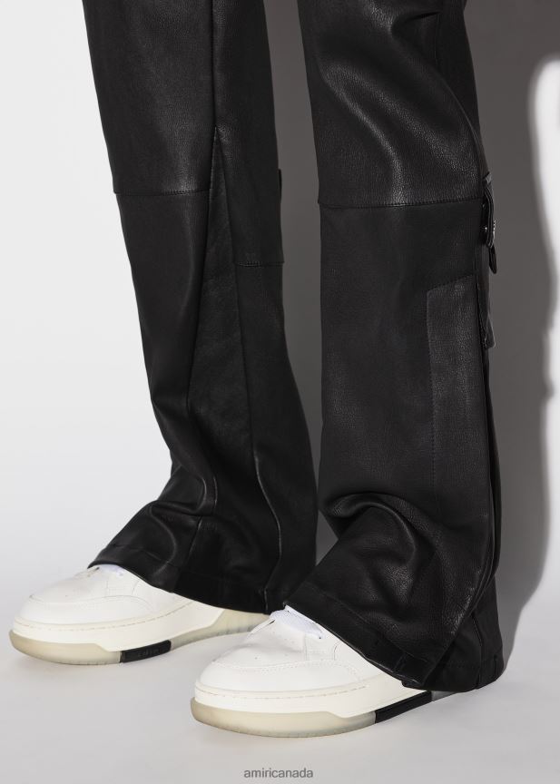 Clothing AMIRI Leather Flair Cargo Black Men ZXNJX8176