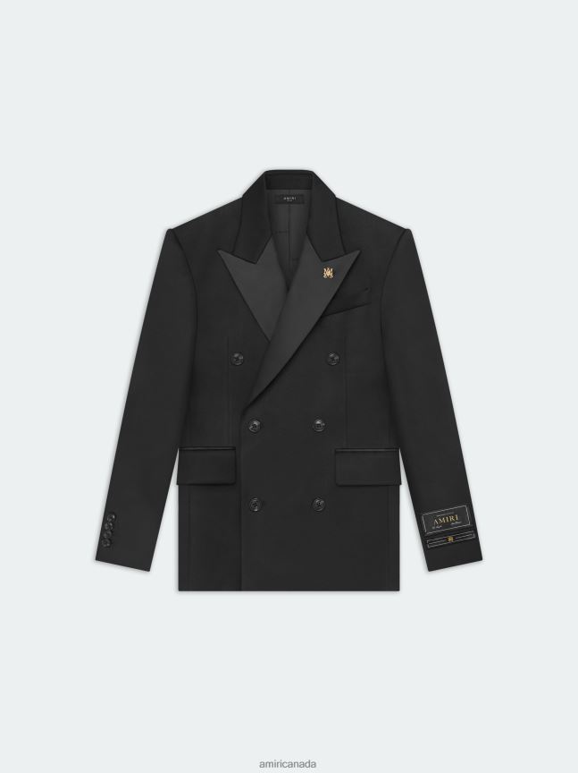 Clothing AMIRI Double Breast Tuxedo Jacket Black Men ZXNJX8164