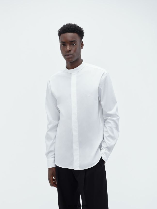 Clothing AMIRI Mandarin Poplin Shirt White Men ZXNJX8105