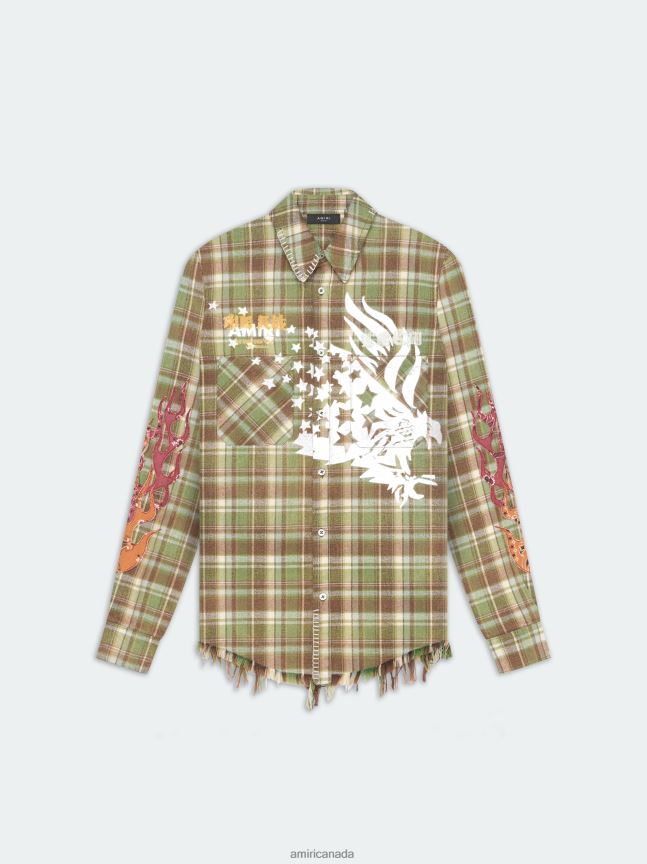 Clothing AMIRI Tgcw Eagle Flannel Bleach Green Men ZXNJX8107