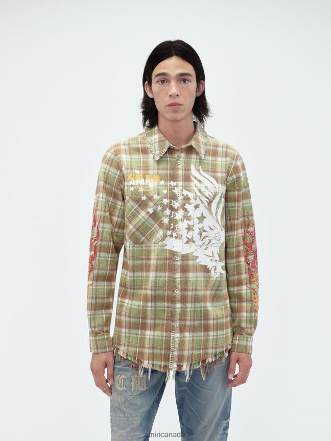 Clothing AMIRI Tgcw Eagle Flannel Bleach Green Men ZXNJX8107