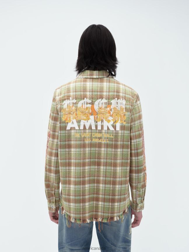 Clothing AMIRI Tgcw Eagle Flannel Bleach Green Men ZXNJX8107