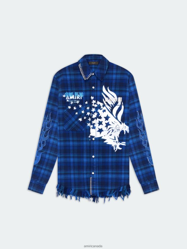 Clothing AMIRI Tgcw Eagle Flannel Blue Men ZXNJX8106