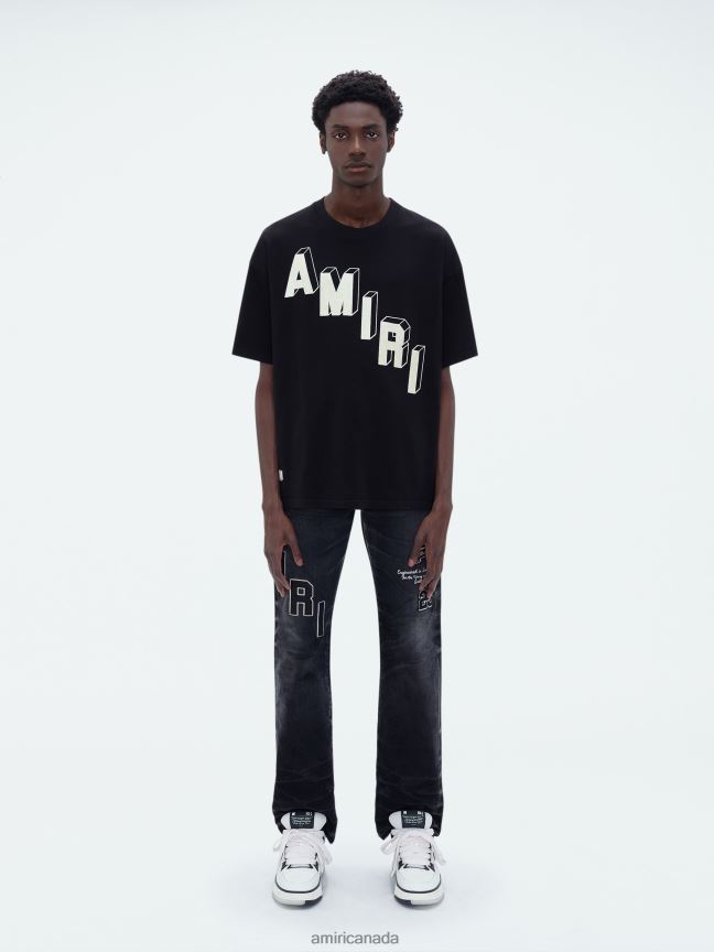 Clothing AMIRI Flocked Hockey Skater Tee Black Men ZXNJX886