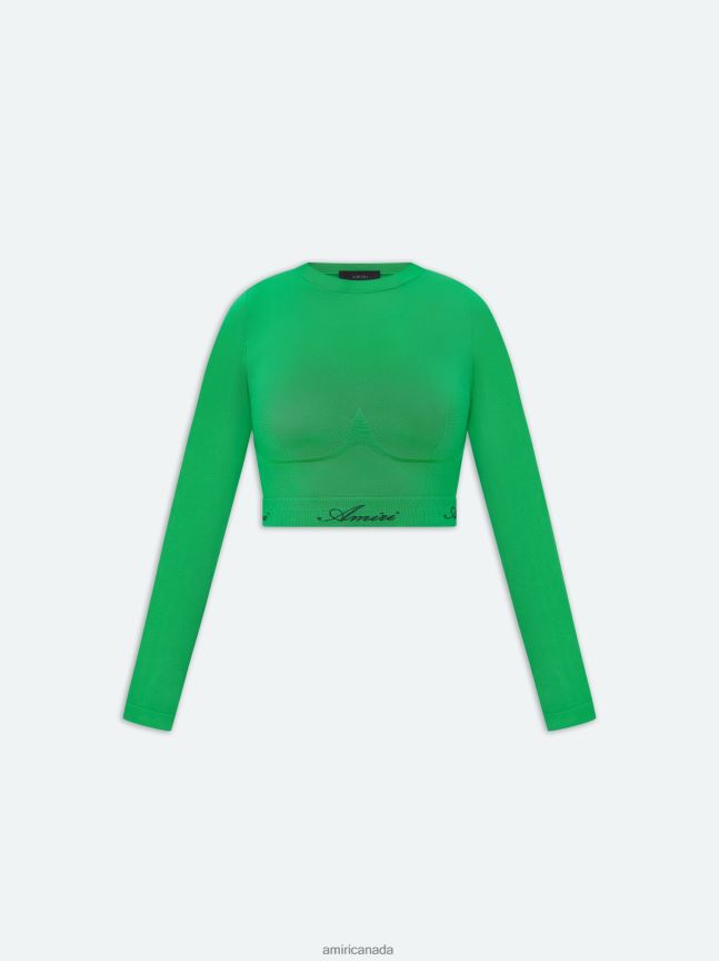 Clothing AMIRI Seamless Mock Neck Top Fern Green Women ZXNJX8273