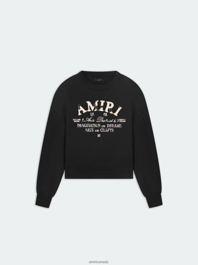 Clothing AMIRI Distressed Arts District Crew Black Women ZXNJX8277