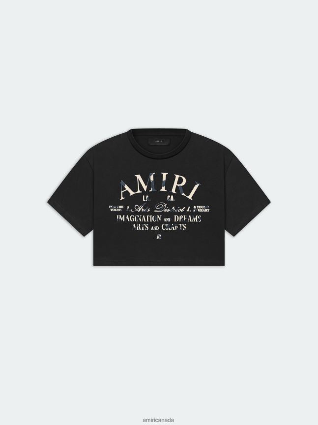 Clothing AMIRI Distressed Arts District Tee Black Women ZXNJX8245