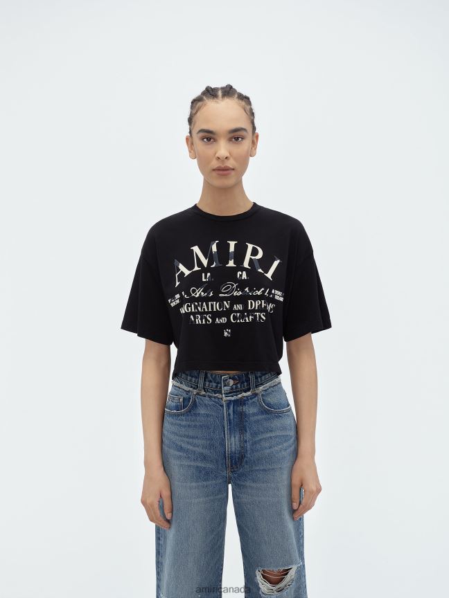 Clothing AMIRI Distressed Arts District Tee Black Women ZXNJX8245