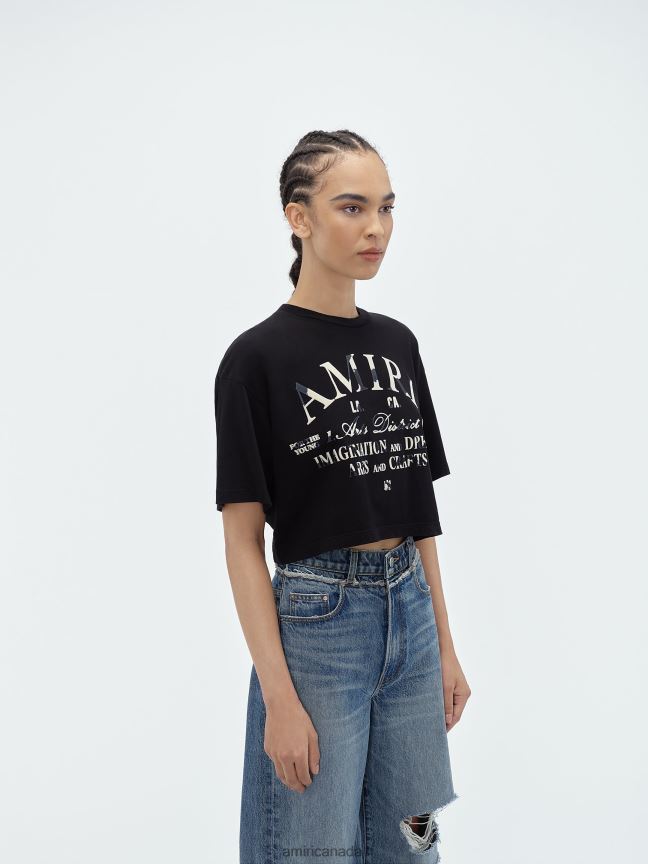 Clothing AMIRI Distressed Arts District Tee Black Women ZXNJX8245